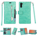 For Samsung Galaxy Note10 Multifunctional Zipper Horizontal Flip Leather Case with Holder & Wallet & 9 Card Slots & Lanyard(Mint Green)