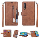 For Samsung Galaxy A90 5G Multifunctional Zipper Horizontal Flip Leather Case with Holder & Wallet & 9 Card Slots & Lanyard(Brown)