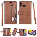 For Samsung Galaxy A20s Multifunctional Zipper Horizontal Flip Leather Case with Holder & Wallet & 9 Card Slots & Lanyard(Brown)