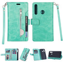 For Samsung Galaxy M30 / Galaxy A40s Multifunctional Zipper Horizontal Flip Leather Case with Holder & Wallet & 9 Card Slots & Lanyard(Mint Green)
