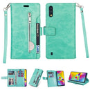For Samsung Galaxy M10 / Galaxy A10 Multifunctional Zipper Horizontal Flip Leather Case with Holder & Wallet & 9 Card Slots & Lanyard(Mint Green)