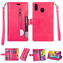 For Samsung Galaxy M20 Multifunctional Zipper Horizontal Flip Leather Case with Holder & Wallet & 9 Card Slots & Lanyard(Rose Red)