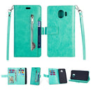 For Samsung Galaxy J4 (2018) EU Version Multifunctional Zipper Horizontal Flip Leather Case with Holder & Wallet & 9 Card Slots & Lanyard(Mint Green)