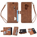 For Samsung Galaxy S9+ Multifunctional Zipper Horizontal Flip Leather Case with Holder & Wallet & 9 Card Slots & Lanyard(Brown)