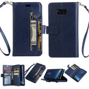 For Samsung Galaxy S8 Multifunctional Zipper Horizontal Flip Leather Case with Holder & Wallet & 9 Card Slots & Lanyard(Blue)