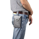 Elephant Texture Men Leisure Simple Universal Mobile Phone Waist Pack Leather Case with Card Slot, Suitable for 6.7-6.9 inch Smartphones(Dark Gray)