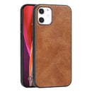 For iPhone 12 mini Crazy Horse Textured Calfskin PU+PC+TPU Case(Brown)