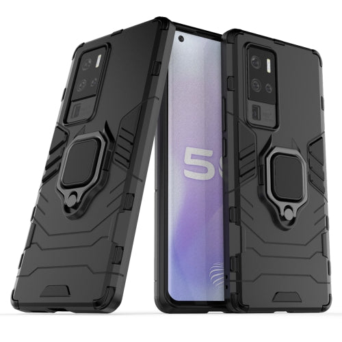 For Vivo X50 Pro+ Shockproof PC + TPU Protective Case with Magnetic Ring Holder(Black)