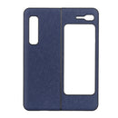 For Samsung Galaxy Fold 5G Hella Cross Texture Top-grain Leather + PC + TPU Shockproof Protective Case(Blue)