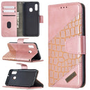 For Samsung Galaxy A20e Matching Color Crocodile Texture Horizontal Flip PU Leather Case with Wallet & Holder & Card Slots(Rose Gold)
