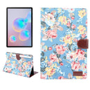 For Samsung Galaxy Tab S7 T870 Flower Cloth Texture PC Horizontal Flip Leather Protective Case , with Holder & Card Slots & Wallet & Photo Frame(Blue)