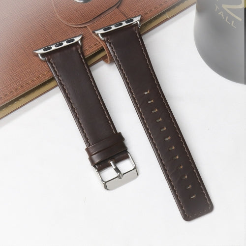 For Apple Watch 5 & 4 44mm / 3 & 2 & 1 42mm Square Tail Retro Crazy Horse Texture Leather Replacement Strap Watchband(Dark Brown)