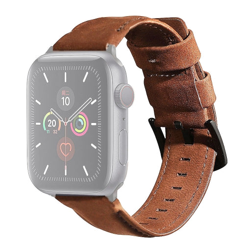 For Apple Watch 5 & 4 44mm / 3 & 2 & 1 42mm Leather Replacement Strap Watchband(Coffee)