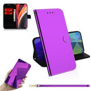 For iPhone 12 Pro Max Imitated Mirror Surface Horizontal Flip Leather Case with Holder & Card Slots & Wallet & Lanyard(Purple)