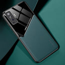 For Vivo X50 All-inclusive Leather + Organic Glass Phone Case with Metal Iron Sheet(Dark Green)