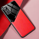 For Vivo X50 Pro All-inclusive Leather + Organic Glass Phone Case with Metal Iron Sheet(Red)