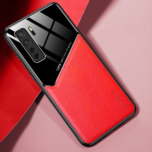 For Huawei nova 7 SE All-inclusive Leather + Organic Glass Protective Case with Metal Iron Sheet(Red)