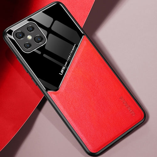 For OPPO A92s All-inclusive Leather + Organic Glass Protective Case with Metal Iron Sheet(Red)