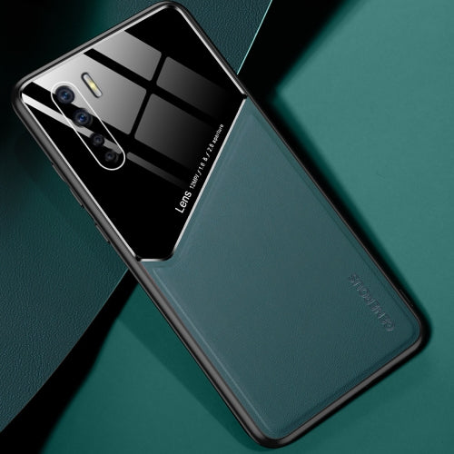 For OPPO A91 All-inclusive Leather + Organic Glass Protective Case with Metal Iron Sheet(Green)