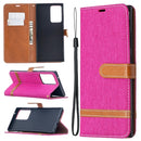 For Samsung Galaxy Note20 Ultra Color Matching Denim Texture Horizontal Flip Leather Case with Holder & Card Slots & Wallet & Lanyard(Rose Red)