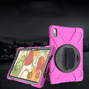 For Huawei MatePad 10.4 Shockproof Colorful Silicone + PC Protective Case with Holder & Hand Grip Strap(Rose Red)
