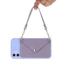 For iPhone 11 Pro Max Solid Color PU + TPU Handheld Protective Case with Wallet & Lanyard(Purple)