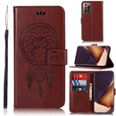 For Samsung Galaxy Note 20 Ultra Wind Chime Owl Embossing Pattern Horizontal Flip Leather Case, with Holder & Card Slots & Wallet(Brown)