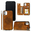 For iPhone 11 Pro Mandala Embossed PU + TPU Case with Holder & Card Slots & Photo Frame & Hand Strap(Brown)
