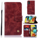 For Samsung Galaxy A51 5G Copper Buckle Retro Crazy Horse Texture Horizontal Flip Leather Case with Holder & Card Slots & Wallet(Wine Red)