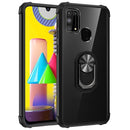 For Samsung Galaxy M31 Shockproof Transparent TPU + Acrylic Protective Case with Ring Holder(Black Silver)