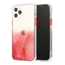 For iPhone 12 Pro Max Marble Pattern Glittery Powder Shockproof TPU + Acrylic Protective Case with Detachable Buttons(Red)