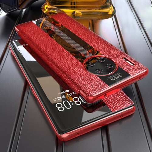 For Huawei Mate 30 Genuine Leather Smart Shckproof Horizontal Flip Case(Red)