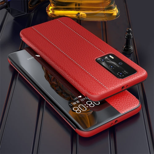 For Huawei P40 Pro Genuine Leather Smart Shckproof Horizontal Flip Case(Red)