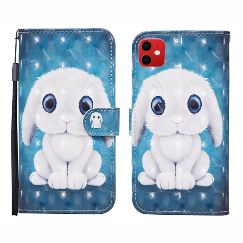 For iPhone 12 mini 3D Painted Pattern Horizontal Flip Leather Case with Holder & Wallet & Card slot & Lanyard(Rabbit)