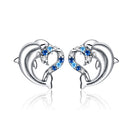 S925 Sterling Silver Dolphin Genie Zircon Women Earrings Jewelry