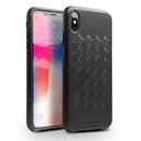 For iPhone XS QIALINO Shockproof Weave Cowhide Leather Protective Case(Black)
