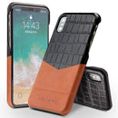 For iPhone X / XS QIALINO Crocodile Texture Cowhide Leather Protective Case
