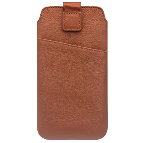 For iPhone XS / X QIALINO Nappa Texture Top-grain Leather Liner Bag with Card Slots(Brown)