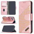 For iPhone 12 / 12 Pro Matching Color Crocodile Texture Horizontal Flip PU Leather Case with Wallet & Holder & Card Slots(Rose Gold)