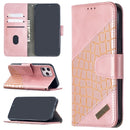 For iPhone 12 Pro Max Matching Color Crocodile Texture Horizontal Flip PU Leather Case with Wallet & Holder & Card Slots(Rose Gold)