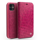 For iPhone 11 QIALINO Crocodile Texture Horizontal Flip Leather Case with Wallet & Card Slots(Rose Red)
