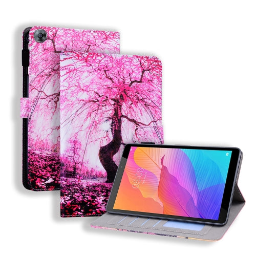 Huawei Honor Waterplay / C5 8 inch 2020 Coloured Drawing Horizontal Flip Leather Case with Holder & Card Slot & Photo Frame(Cherry Tree)