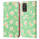 For Samsung Galaxy Note20 Glittering Daisy Magnetic Horizontal Flip Leather Case with Holder & Card Slots & Photo Frame(Green)