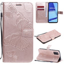 For OPPO A52 / A72 / A92 3D Butterflies Embossing Pattern Horizontal Flip Leather Case with Holder & Card Slot & Wallet & Lanyard(Rose Gold)