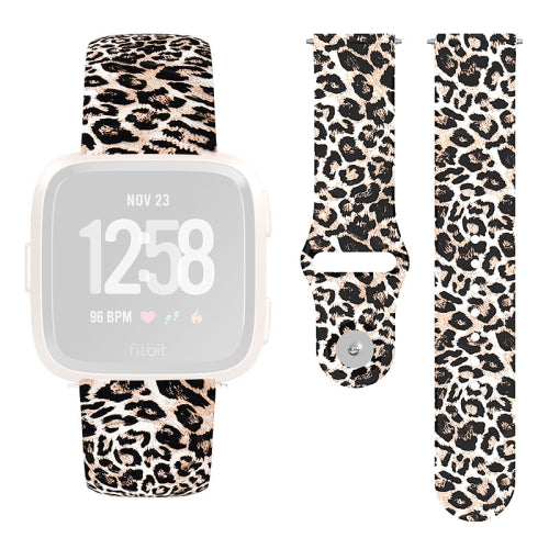 For Fitbit Versa 2 / Lite 22mm Reverse Buckle Printed Silicone Strap(Brown Leopard)