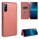 For Sony Xperia L4 Carbon Fiber Texture Magnetic Horizontal Flip TPU + PC + PU Leather Case with Card Slot(Brown)