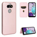 For LG K31 Carbon Fiber Texture Magnetic Horizontal Flip TPU + PC + PU Leather Case with Card Slot(Pink)