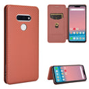 For LG Style 3 L-41 Carbon Fiber Texture Magnetic Horizontal Flip TPU + PC + PU Leather Case with Card Slot(Brown)