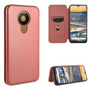For Nokia 5.3 Carbon Fiber Texture Magnetic Horizontal Flip TPU + PC + PU Leather Case with Card Slot(Brown)