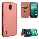 For Nokia 1.3 Carbon Fiber Texture Magnetic Horizontal Flip TPU + PC + PU Leather Case with Card Slot(Brown)